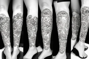 poppy flower leg sleeve tattoo idea