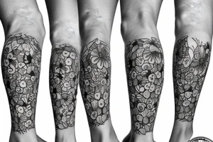 poppy flower leg sleeve tattoo idea