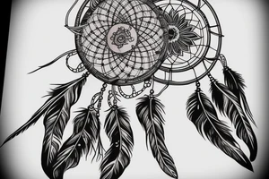 dream catcher leg sleeve tattoo idea