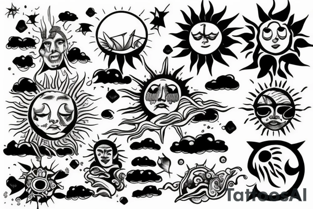 sun shining through clouds tattoo idea