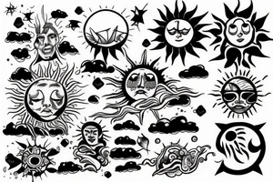 sun shining through clouds tattoo idea