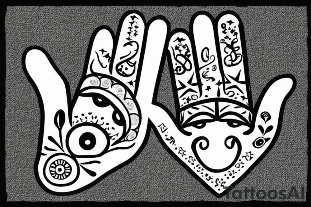Hamsa with 4 stars from the chicago flag tattoo idea