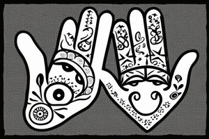 Hamsa with 4 stars from the chicago flag tattoo idea