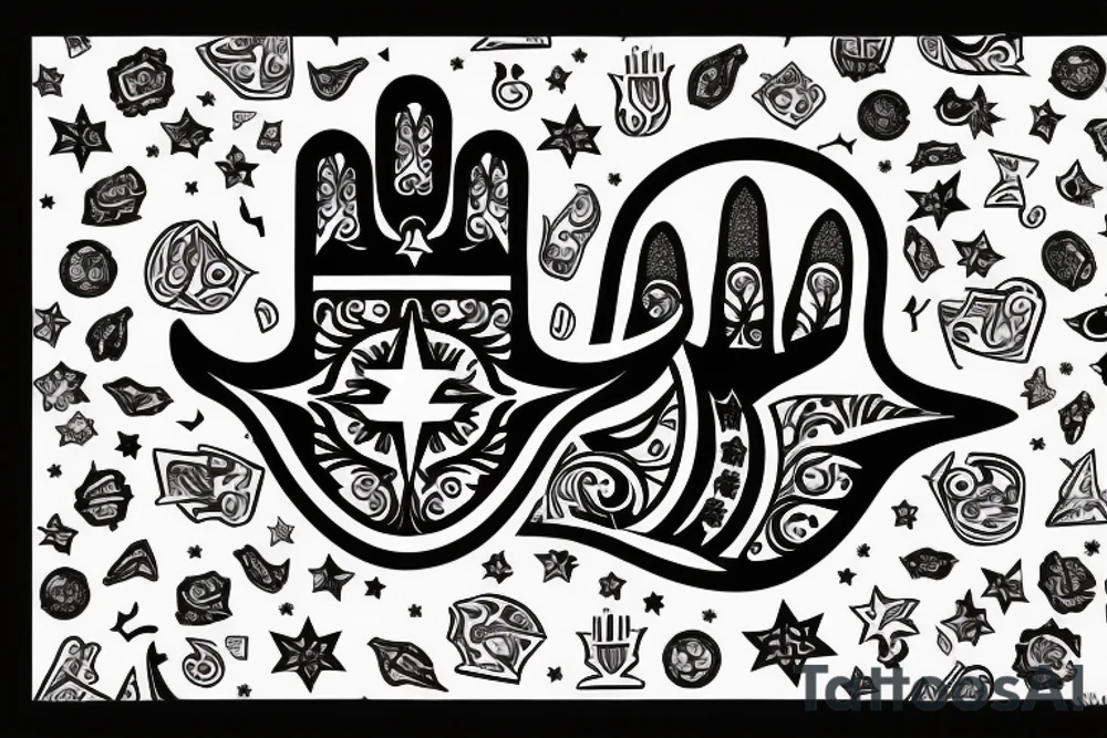 Hamsa with 4 stars from the chicago flag tattoo idea