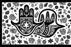 Hamsa with 4 stars from the chicago flag tattoo idea