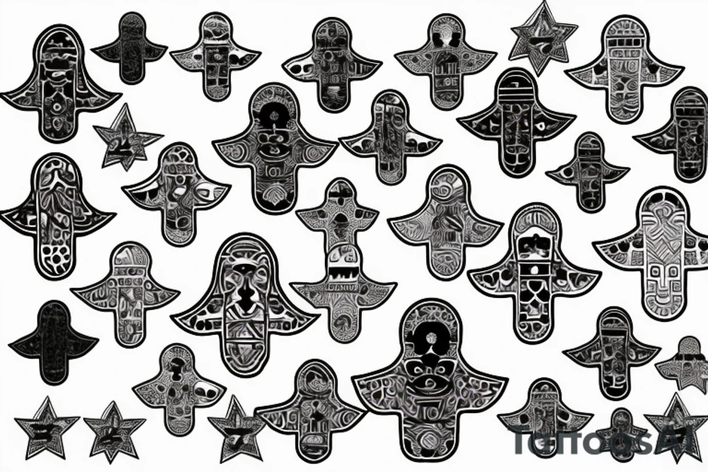 Hamsa with 4 stars from the chicago flag tattoo idea