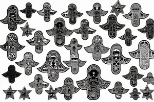 Hamsa with 4 stars from the chicago flag tattoo idea
