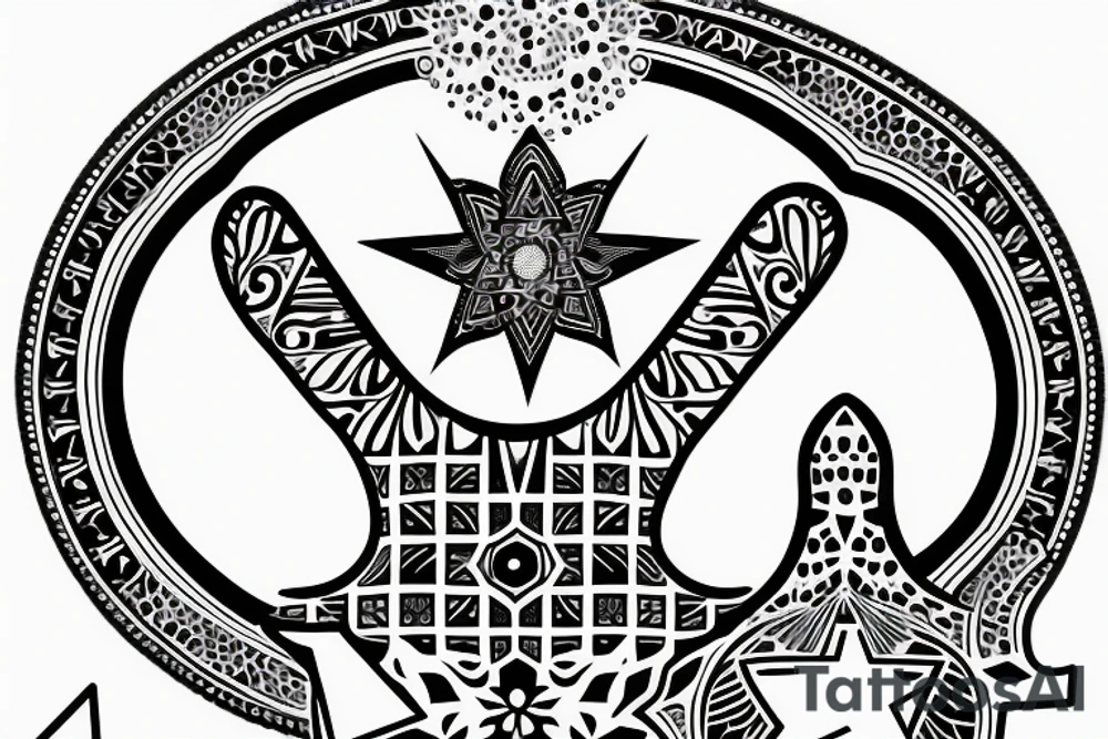 Hamsa with 4 stars from the chicago flag tattoo idea