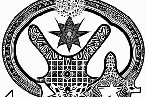 Hamsa with 4 stars from the chicago flag tattoo idea