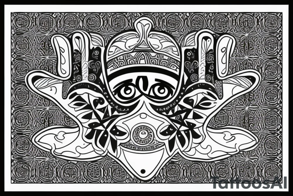 Hamsa with 4 stars from the chicago flag tattoo idea