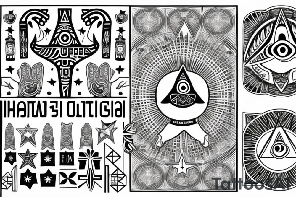 Hamsa with 4 stars from the chicago flag tattoo idea