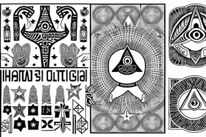 Hamsa with 4 stars from the chicago flag tattoo idea