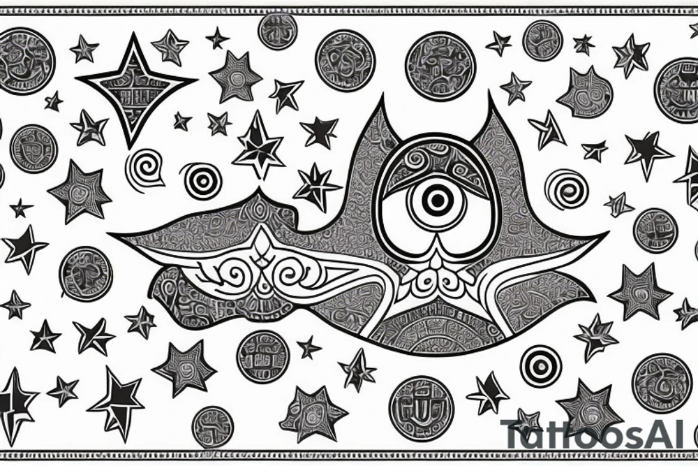 Hamsa  stars from the chicago flag on the fingers tattoo idea