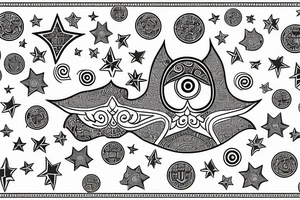 Hamsa  stars from the chicago flag on the fingers tattoo idea