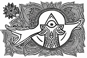 Hamsa  stars from the chicago flag on the fingers tattoo idea