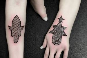 Hamsa  stars from the chicago flag on the fingers tattoo idea