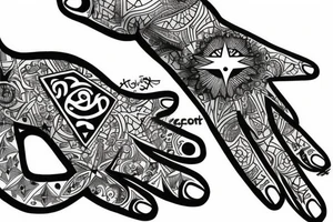 Hamsa  with stars from the chicago flag on the fingers tattoo idea