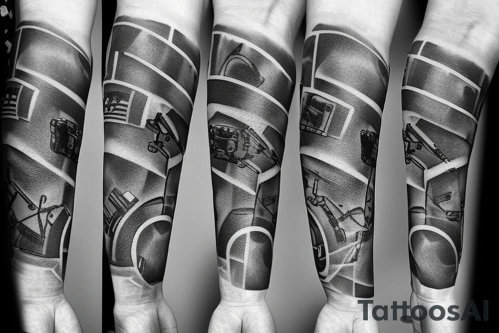 Left arm sleeve Military, Christian, guns, Florida, geometric tattoo idea