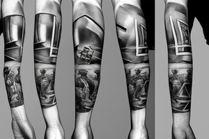 Left arm sleeve Military, Christian, guns, Florida, geometric tattoo idea