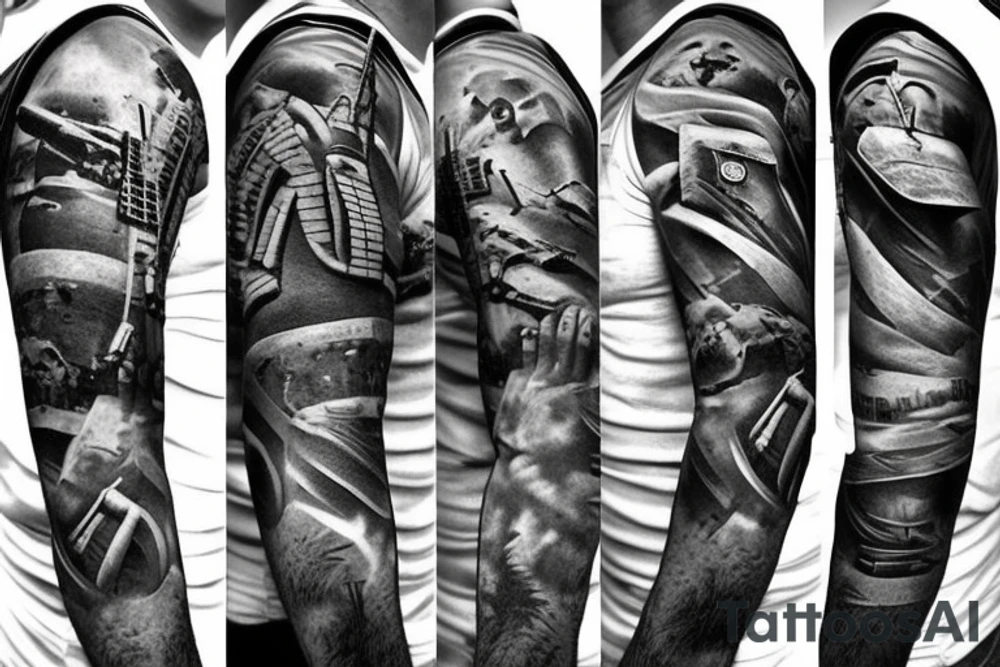 Left arm sleeve Military, Christian, guns, Florida, tattoo idea