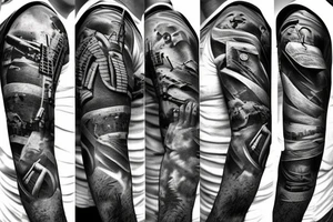 Left arm sleeve Military, Christian, guns, Florida, tattoo idea