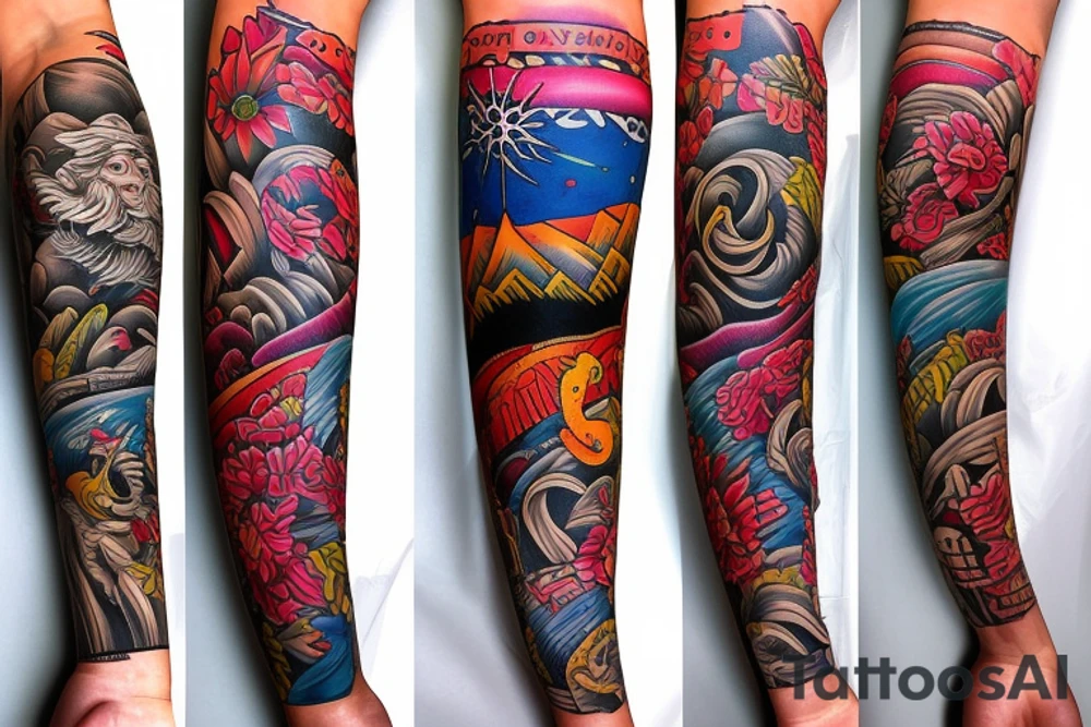 Full left arm sleeve Florida tattoo idea