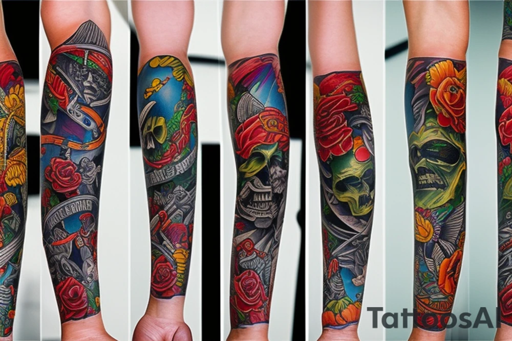 Full left arm sleeve Florida tattoo idea
