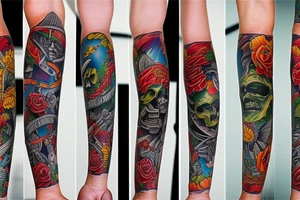 Full left arm sleeve Florida tattoo idea