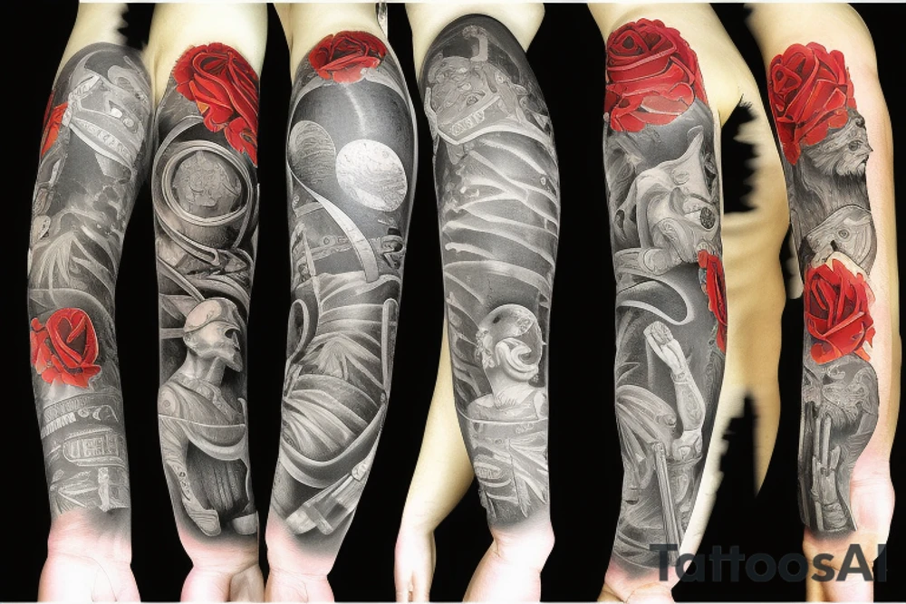 Full left arm sleeve Florida Christian guns tattoo idea