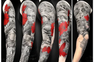 Full left arm sleeve Florida Christian guns tattoo idea