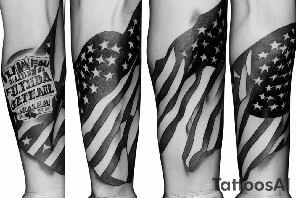 Full left arm sleeve Florida Christian guns United States, patriotic tattoo idea