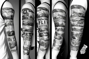 Full left arm sleeve Florida Christian guns United States, patriotic tattoo idea