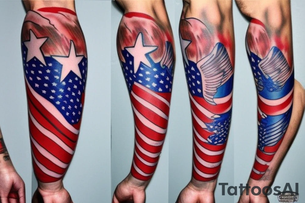 Full left arm sleeve Florida Christian guns United States, patriotic tattoo idea