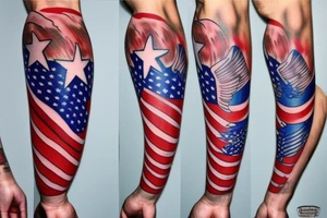 Full left arm sleeve Florida Christian guns United States, patriotic tattoo idea