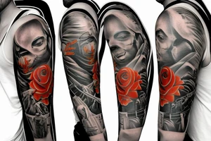 Full left arm sleeve Florida Christian guns tattoo idea