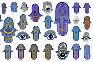 hamsa with blue evil eye tattoo idea