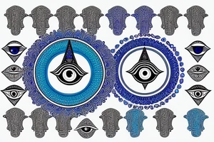 hamsa with blue evil eye tattoo idea