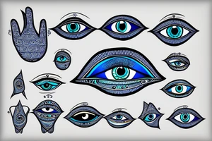 hamsa with realistic blue evil eye tattoo idea