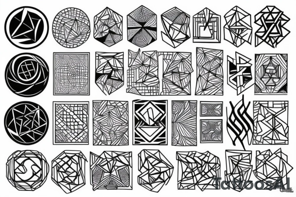 Geometric transition to organic tattoo idea