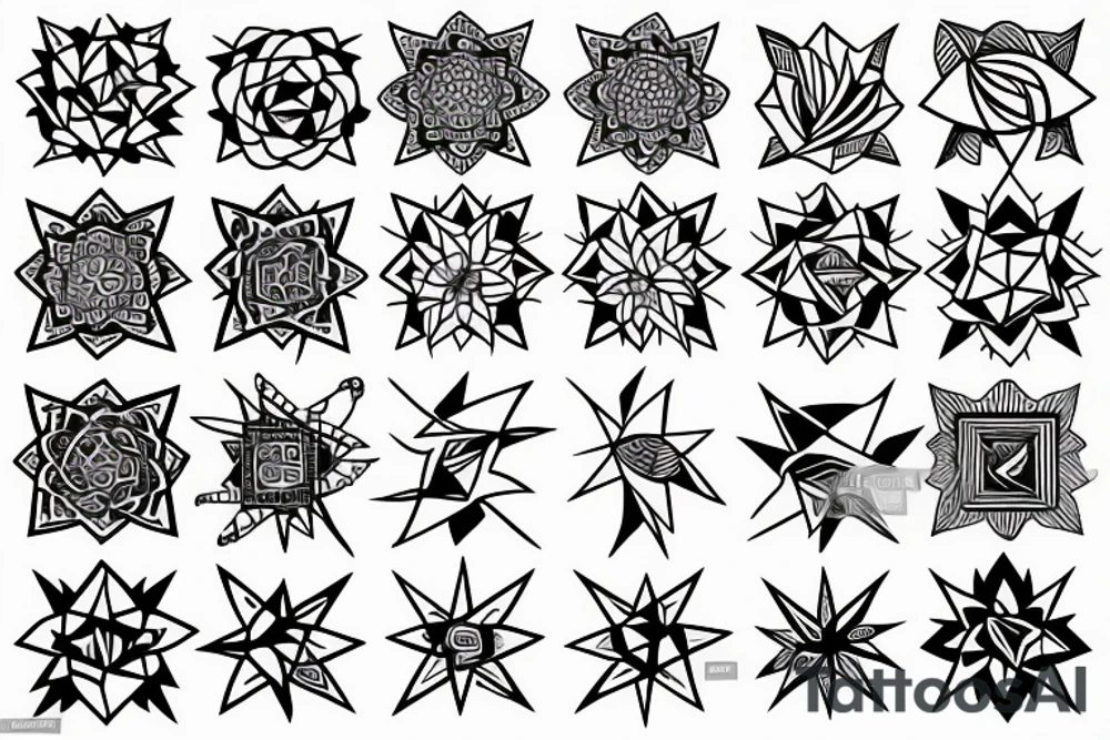 Geometric transition to flowers tattoo idea