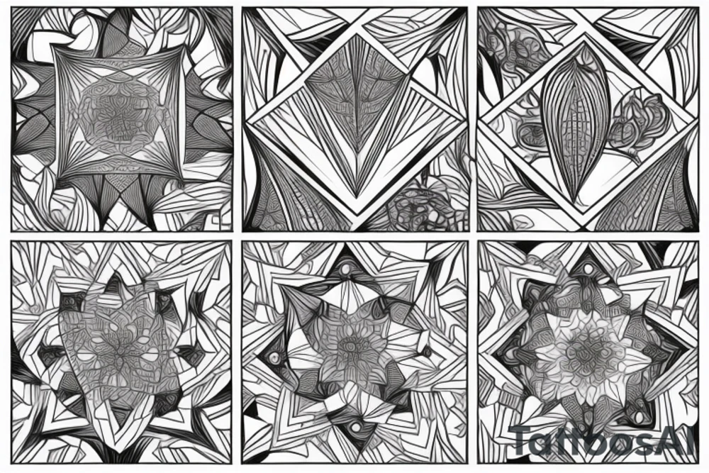 Geometric transition to flowers tattoo idea