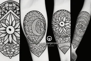 Geometric transition to flowers tattoo idea