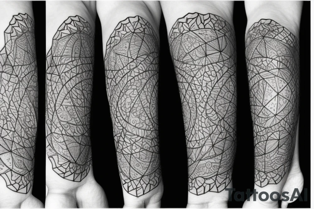 Geometric transition to flowers tattoo idea