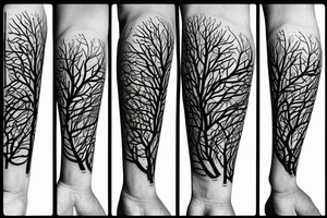 Tree that changes into geometric shapes tattoo idea