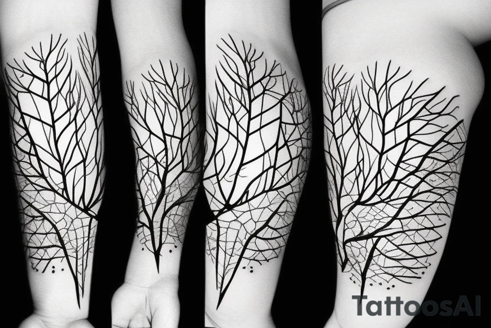 Tree that changes into geometric shapes tattoo idea