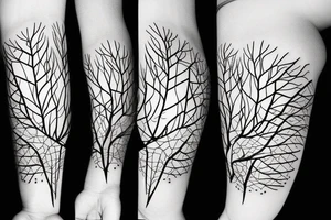 Tree that changes into geometric shapes tattoo idea