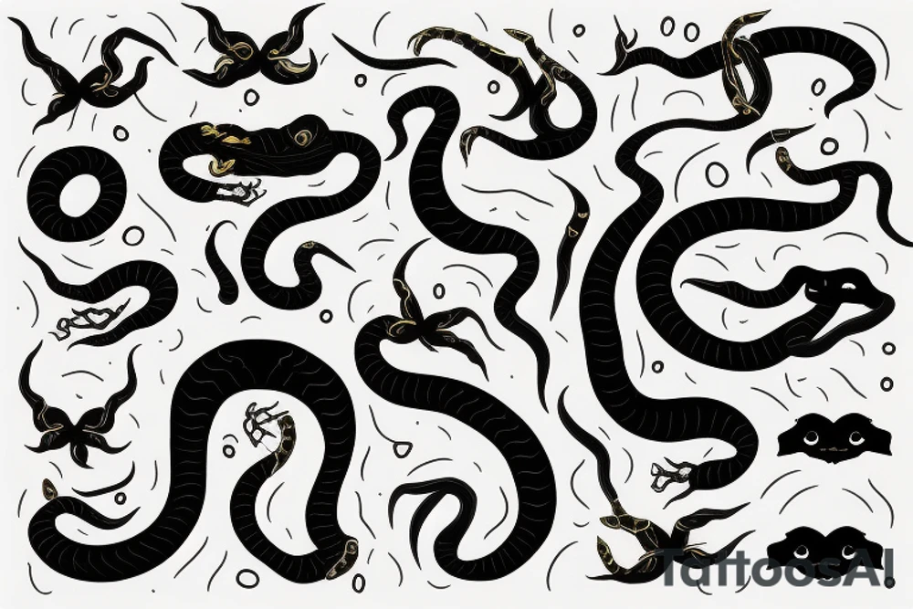 black snake with gold fangs tattoo idea