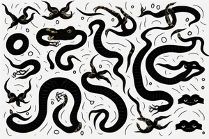 black snake with gold fangs tattoo idea