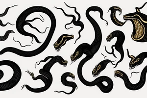 black snake with gold fangs tattoo idea