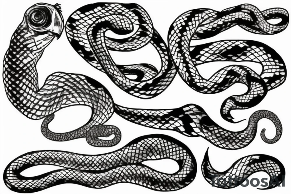 black and white snake tattoo idea
